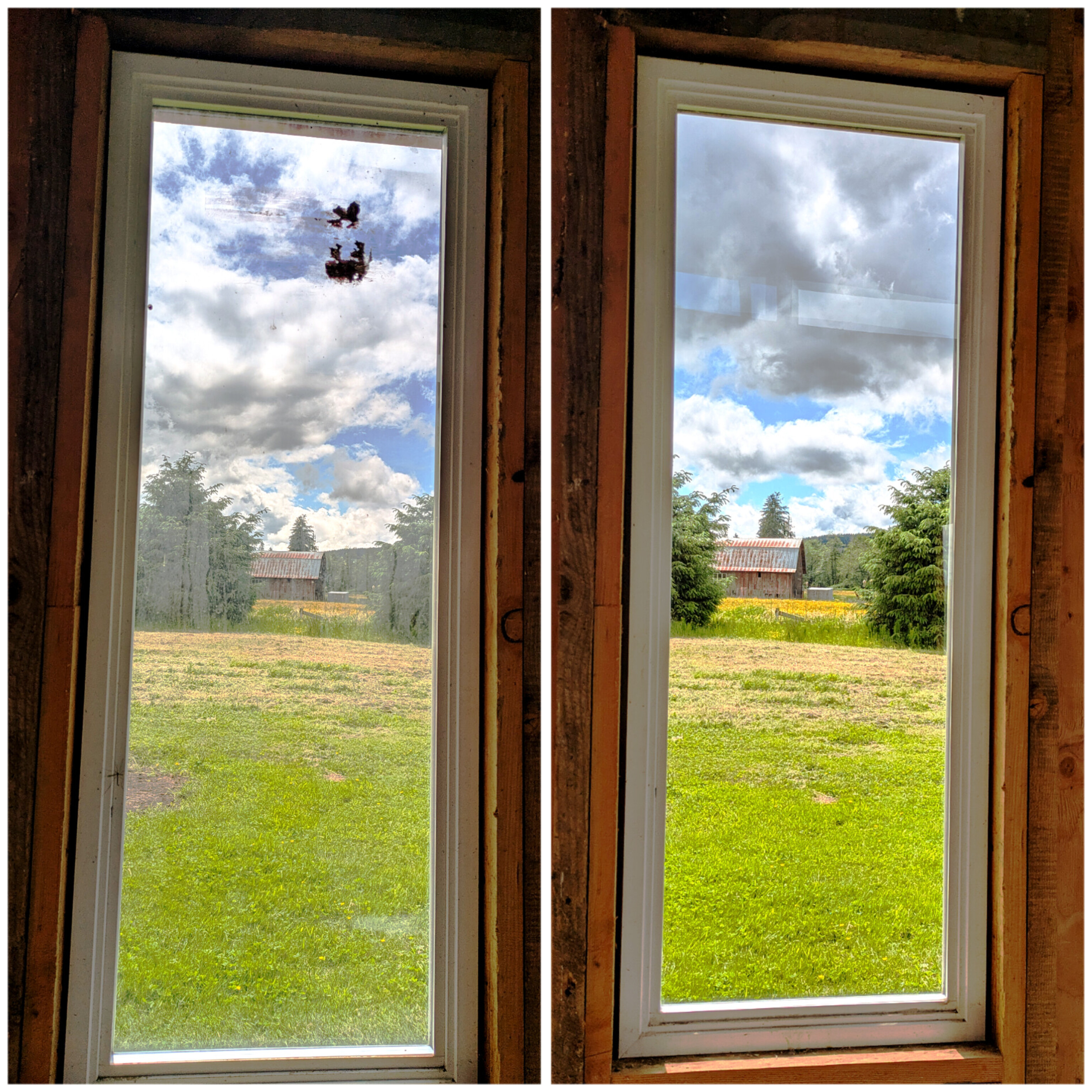 Before and after window cleaning